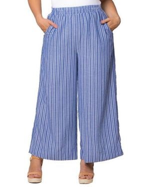 Kiyonna Plus Size Eva Wide Leg Palazzo Pants - Blue