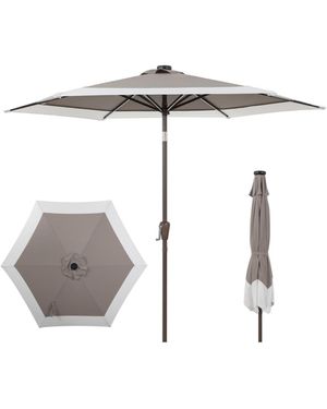 JONATHAN Y 9ft 2-tone Solar Led Patio Umbrella - White