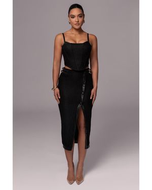 JLUXLABEL Textured Harley Corset Top - Black