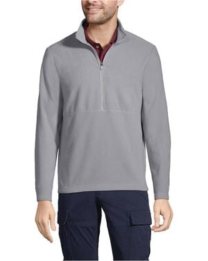 Lands' End Thermacheck 100 Fleece Quarter Zip Pullover Top - Gray