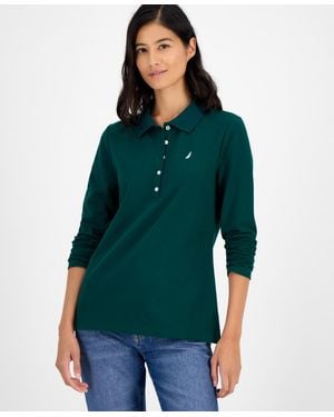 Nautica Jeans Long Sleeve Polo Shirt - Green