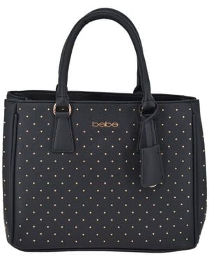 Bebe Sagan Studded Medium Satchel Bag - Black