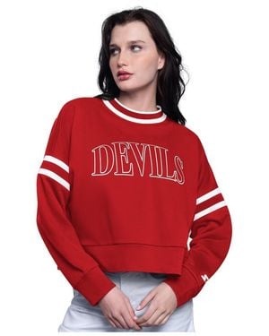 Starter New Jersey Devils Power Play Cropped Pullover Sweatshirt - Red