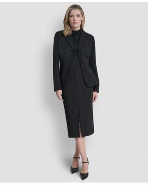 DKNY Belted Midi Pencil Skirt Tailored Belted Blazer Jacket - Black