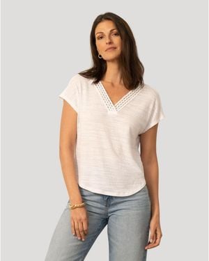 Cable & Gauge Braided Trim Crinkle Tee - Gray