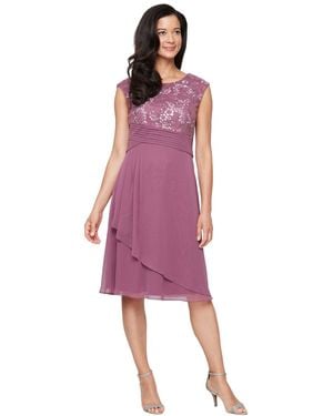 Alex Evenings Petite Stretch Tulle A-line Dress - Purple