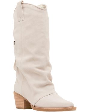 Steve Madden Aldora Western Slouch Boots - White