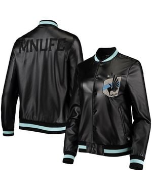 The Wild Collective Minnesota United Fc Full-snap Bomber Jacket - Black