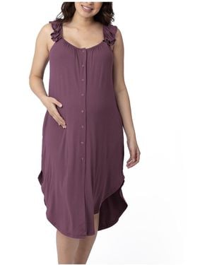 Kindred Bravely Maternity Ruffle Strap Labor & Delivery Gown - Purple