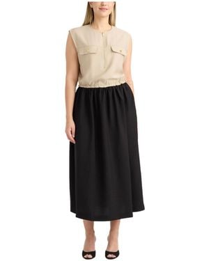 Ellen Tracy Color Block Zip Front Dress - Black