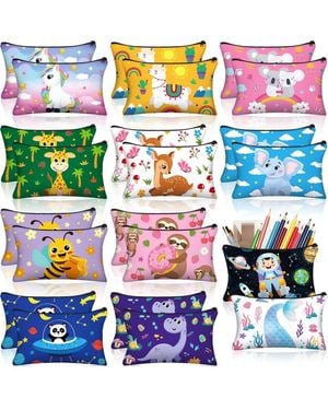 Gnuadz Cute Animal Zipper Pencil Case Canvas Pen Bag Organizer - Blue
