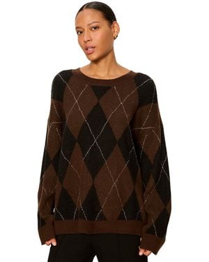 Sanctuary Argyle Crew Long-sleeve Pullover - Brown