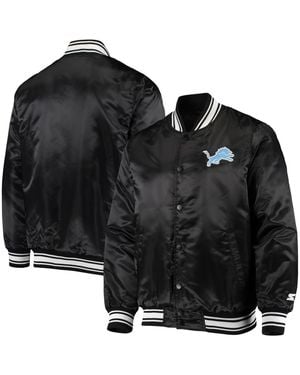 Starter Detroit Lions Locker Room Satin Varsity Full-snap Jacket - Black