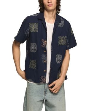 Lucky Brand Novelty Camp Collar Shirt - Blue