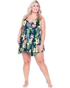 Avenue Sharkbite Print Swim Dress - Blue