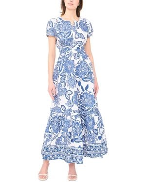 Msk Short-sleeve V-neck Maxi Dress - Blue