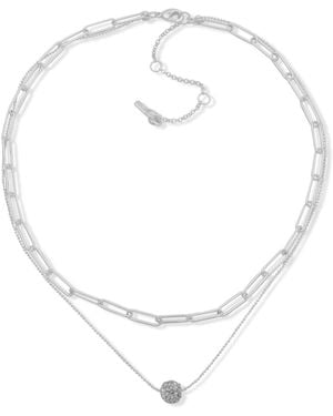 Nine West Glass -tone Pave Two-row Necklace - White