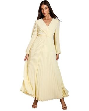 Coast Pleated Wrap V-neck Maxi Dress - Natural