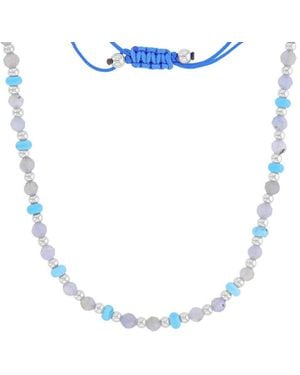 Roxy Waterproof Yellow Turquoise Labradorite Adjustable Necklace - Blue