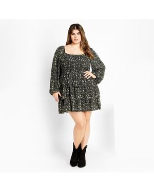 City Chic Plus Size Dahlia Print Mini Dress - Multicolor