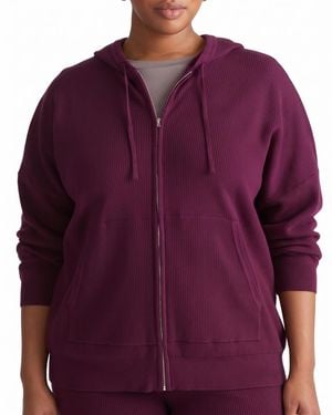 UNIVERSAL STANDARD Plus Size Mila Knitted Zip-up Long-sleeve Hoodie - Purple