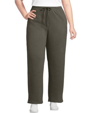 Lands' End Plus Size Serious Sweats High Rise Relaxed Straight Leg Pants - Green