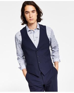 BarIII Slim-fit Wool Suit Vest - Blue