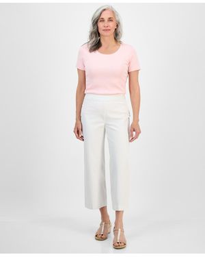 Style & Co. Petite High-rise Cropped Wide-leg Pants - Pink