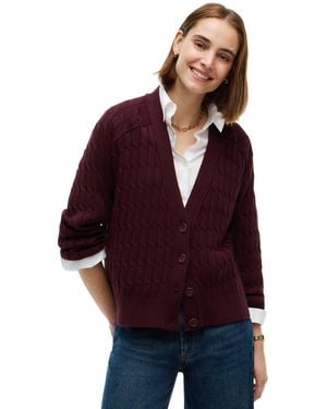 Tommy Hilfiger Oversized Cable-knit V-neck Cardigan - Purple