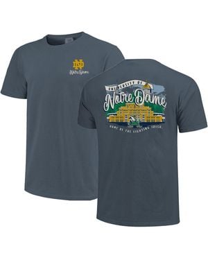Image One Notre Dame Fighting Irish Comfort Colors Campus Scene Drawing Script T-shirt - Blue