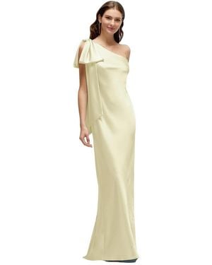 After Six One-shoulder Bias-cut Satin Maxi Dress - Metallic