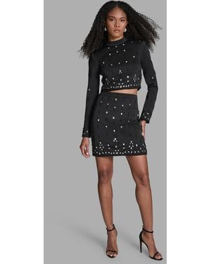 BCBGMAXAZRIA 2-piece Beaded Top And Skirt Set - Black