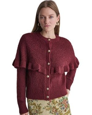 BCBGMAXAZRIA Caped Pointelle Cardigan - Red