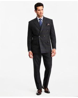 Tayion Collection Classic Fit Green Plaid Suit Separates - Black