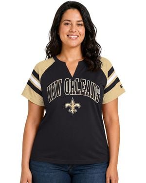 Starter New Orleans Saints Plus Size Game On Notch Neck Raglan T-shirt - Black