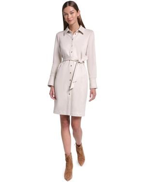 Halston Midi Shirt Dress - White