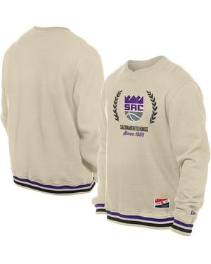 KTZ Sacramento Kings Throwback Vintage Pullover Sweatshirt - Natural