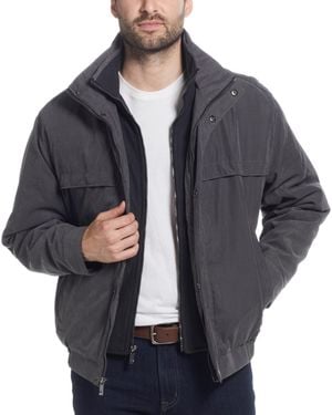 Weatherproof Microfiber Poly Filled Bomber Jacket - Blue