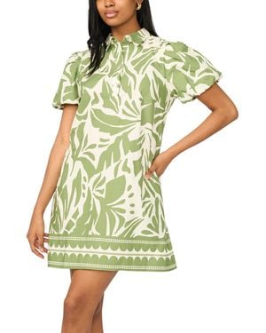 Msk Short-sleeve Button Collar Dress - Yellow