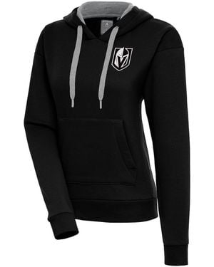 Antigua Vegas Golden Knights Metallic Logo Victory Pullover Hoodie - Black