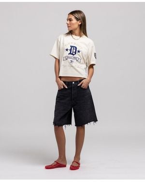 Mitchell & Ness Detroit Tigers Cooperstown Yacht Rock Boxy Cropped T-shirt - Natural