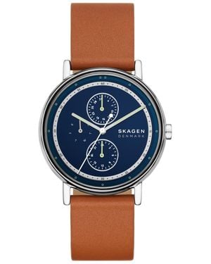 Skagen Signatur Quartz Multifunction Leather Watch - Blue