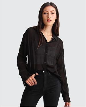 Belle & Bloom Yoko Shirred Chiffon Blouse - Black