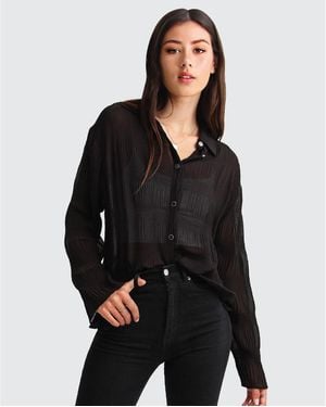 Belle & Bloom Yoko Shirred Chiffon Blouse - Black