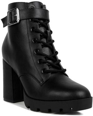 LONDON RAG Grahams Faux Leather Lace Up Boots - Black