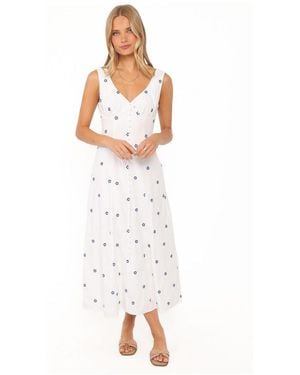 Petal & Pup Luellen V-neck Sleeveless Floral-print Midi Dress - White