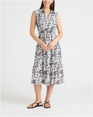 Ellen Tracy Cap Sleeve Tiered Dress - Multicolor