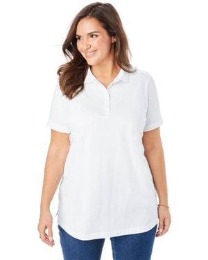 Woman Within Within Perfect Short-sleeve Polo Shirt - White
