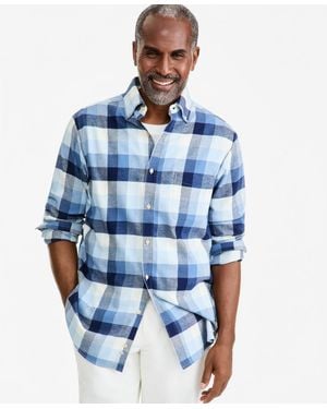 Club Room Long-sleeve Flannel Plaid Shirt - Blue