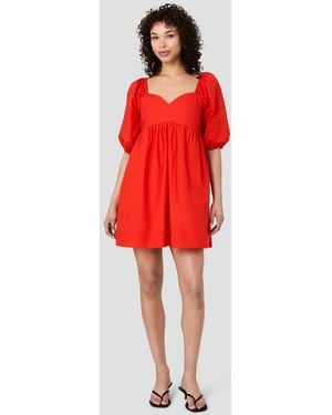 French Connection Puff-sleeve Sweetheart Neck Mini Dress - Red